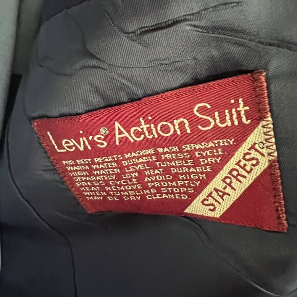 70's Vintage Levi's Action Suit Navy Jacket 42L in mint condition - Picture 3 of 4